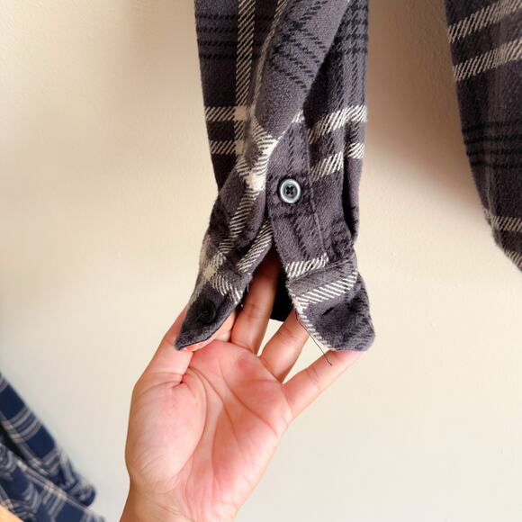 Woolrich Grey Plaid Flannel Shirt Jacket Shacket - Medium - Picture 3 of 8